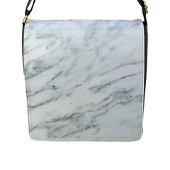 White Marble Texture Pattern Flap Closure Messenger Bag (l) by Jancukart