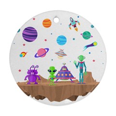 Alien Ufo Star Universe Star Vector Image Ornament (round)