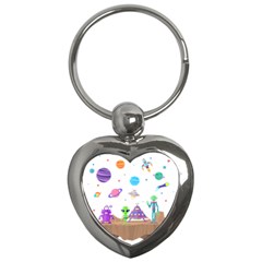 Alien Ufo Star Universe Star Vector Image Key Chain (heart)