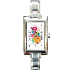 String Instrument Acoustic Guitar Rectangle Italian Charm Watch