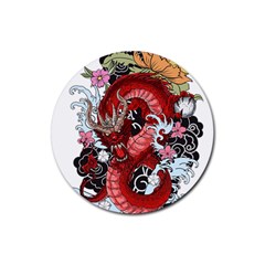 Drawing Red Dragon Legendary Rubber Round Coaster (4 Pack)