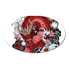 Drawing Red Dragon Legendary Oval Magnet by Jancukart