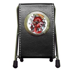 Drawing Red Dragon Legendary Pen Holder Desk Clock by Jancukart