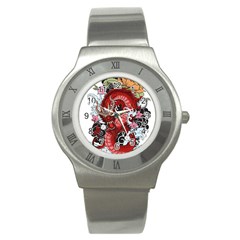 Drawing Red Dragon Legendary Stainless Steel Watch