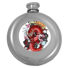 Drawing Red Dragon Legendary Round Hip Flask (5 Oz) by Jancukart