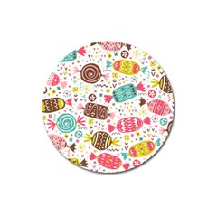 Candy Background Cartoon Magnet 3  (round)