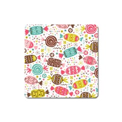 Candy Background Cartoon Square Magnet