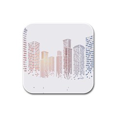 Buildings, Building City Building Condominium Skyscraper Rubber Square Coaster (4 Pack) by Jancukart