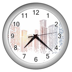 Buildings, Building City Building Condominium Skyscraper Wall Clock (silver)