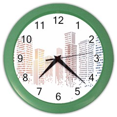 Buildings, Building City Building Condominium Skyscraper Color Wall Clock by Jancukart