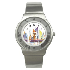 Building Artwork City Building Stainless Steel Watch