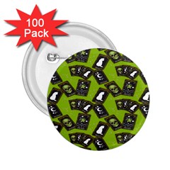 Cats And Skulls - Modern Halloween  2 25  Buttons (100 Pack)  by ConteMonfrey