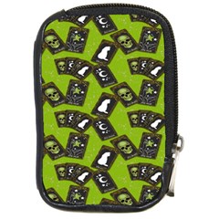 Cats And Skulls - Modern Halloween  Compact Camera Leather Case by ConteMonfrey