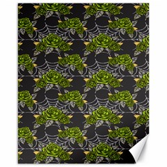 Halloween - Green Roses On Spider Web  Canvas 16  X 20  by ConteMonfrey