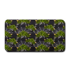 Halloween - Green Roses On Spider Web  Medium Bar Mats by ConteMonfrey