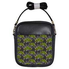 Halloween - Green Roses On Spider Web  Girls Sling Bag by ConteMonfrey