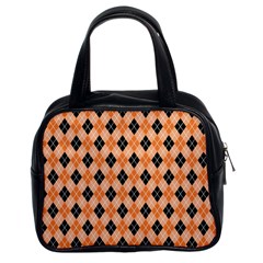 Halloween Inspired Black Orange Diagonal Plaids Classic Handbag (two Sides) by ConteMonfrey