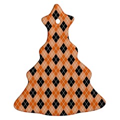 Halloween Inspired Black Orange Diagonal Plaids Ornament (Christmas Tree) 