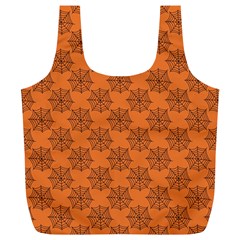 Halloween Black Orange Spider Web   Full Print Recycle Bag (xl) by ConteMonfrey