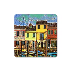 Colorful Venice Homes Square Magnet by ConteMonfrey