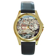 Riomaggiore - Italy Vintage Round Gold Metal Watch by ConteMonfrey