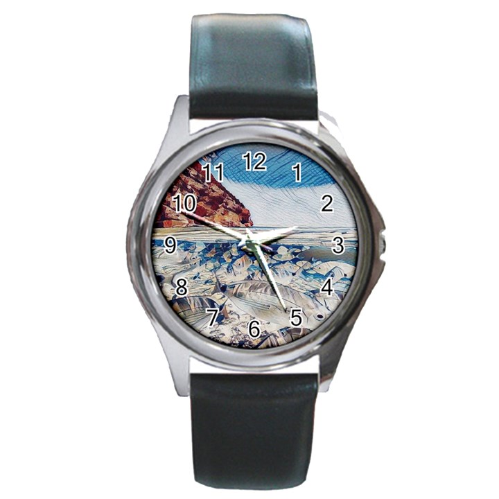 Fishes In Lake Garda Round Metal Watch