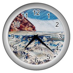 Fishes In Lake Garda Wall Clock (Silver)