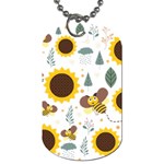 Nature Honeybee Sunflower Leaves Leaf Seamless Background Dog Tag (Two Sides) Front