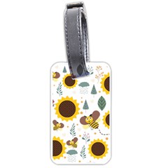 Nature Honeybee Sunflower Leaves Leaf Seamless Background Luggage Tag (one Side) by Jancukart