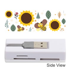 Nature Honeybee Sunflower Leaves Leaf Seamless Background Memory Card Reader (stick) by Jancukart