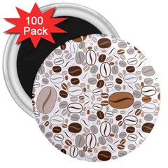 Brown Coffee Beans Pattern 3  Magnets (100 Pack)