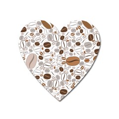 Brown Coffee Beans Pattern Heart Magnet