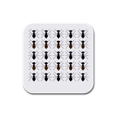 Ant Insect Pattern Cartoon Ants Rubber Square Coaster (4 Pack) by Ravend