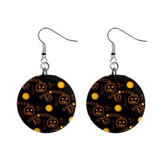 Halloween Background Pattern Mini Button Earrings