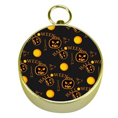 Halloween Background Pattern Gold Compasses by Ravend