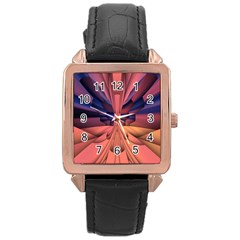 Pattern Colorful Background Abstarct Rose Gold Leather Watch 