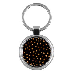 Pattern Flame Black Background Key Chain (round)