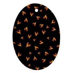 Pattern Flame Black Background Oval Ornament (two Sides) by Ravend