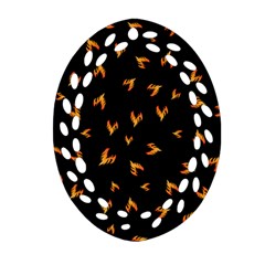 Pattern Flame Black Background Ornament (oval Filigree)