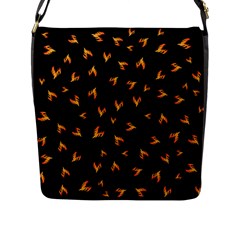 Pattern Flame Black Background Flap Closure Messenger Bag (l)