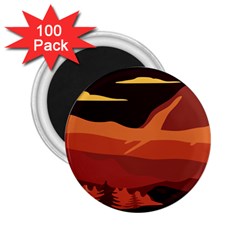 Mountain Forest Full Moon 2 25  Magnets (100 Pack) 