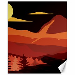 Mountain Forest Full Moon Canvas 16  X 20 