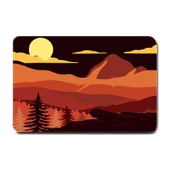 Mountain Forest Full Moon Small Doormat  by Ravend