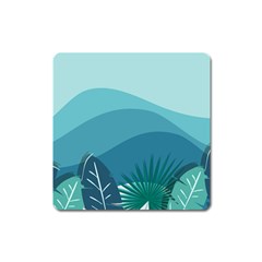 Palm Leaves Waves Mountains Hills Square Magnet