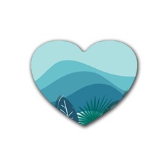 Palm Leaves Waves Mountains Hills Rubber Coaster (heart)