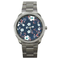 Floral Digital Paper Background Sport Metal Watch