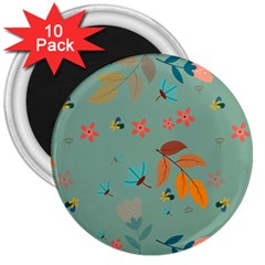 Background Flower Plant Leaves 3  Magnets (10 Pack) 