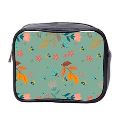 Background Flower Plant Leaves Mini Toiletries Bag (two Sides) by Ravend