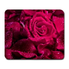 Water Rose Pink Background Flower Large Mousepads by Ravend