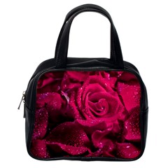 Water Rose Pink Background Flower Classic Handbag (one Side) by Ravend